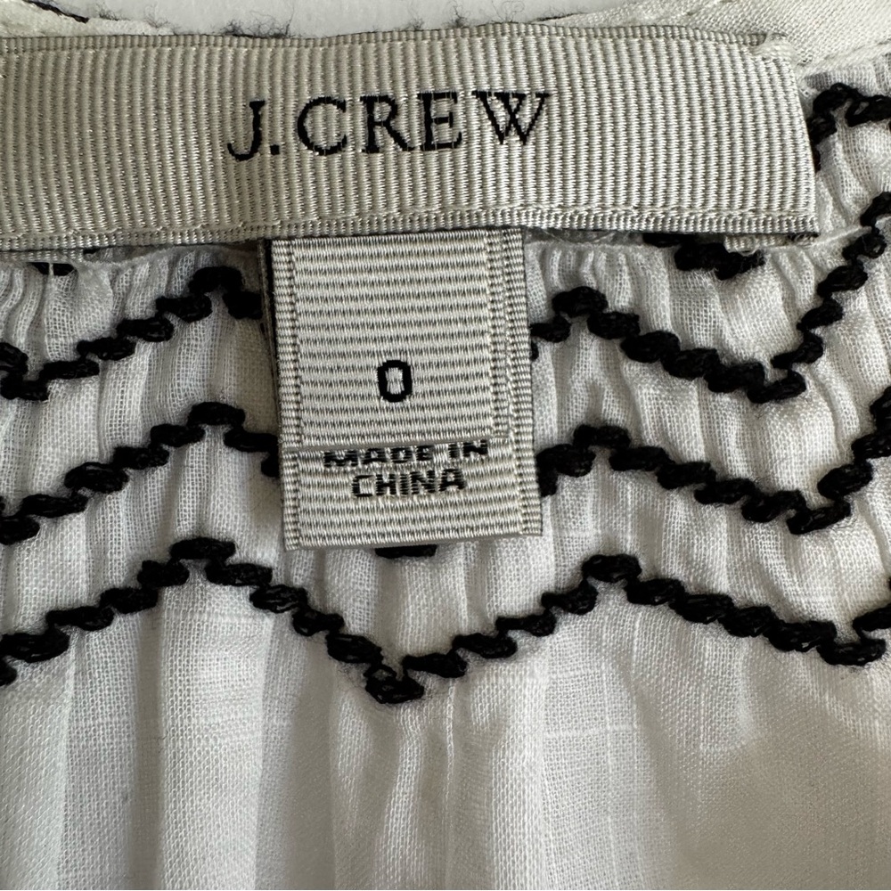J.Crew White Cotton Gauze Embroidered V-Neck Puff Sleeve Blouse 0 - Picture 6 of 15